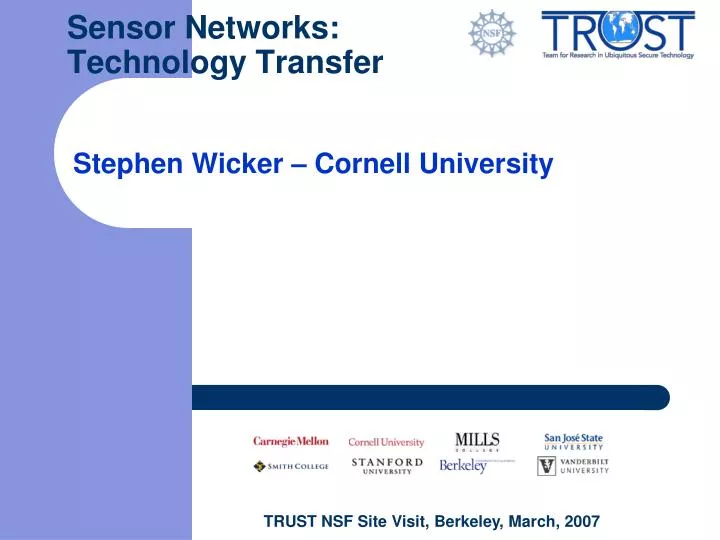 sensor networks technology transfer