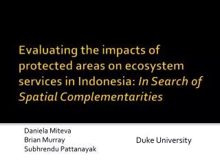 Evaluating the impacts of protected areas on ecosystem services in Indonesia: In Search of Spatial Complementarities