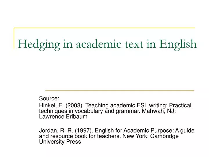 hedging in academic text in english