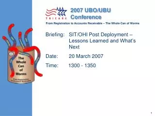 briefing sit ohi post deployment lessons learned and what s next date 20 march 2007 time 1300 1350