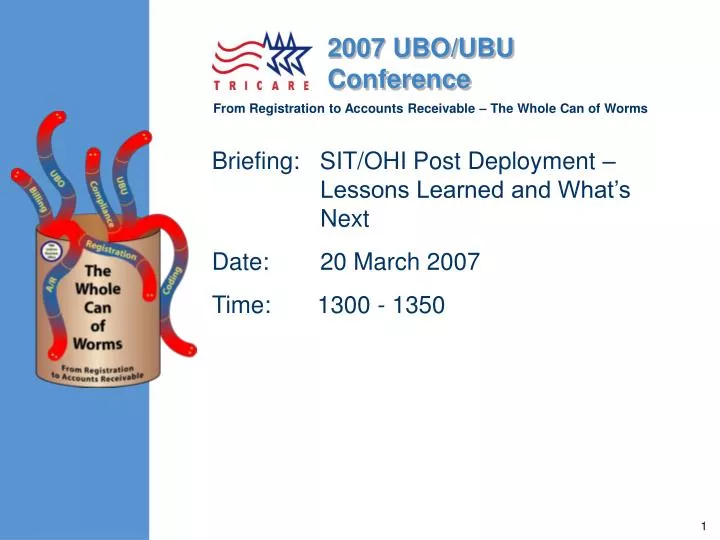 briefing sit ohi post deployment lessons learned and what s next date 20 march 2007 time 1300 1350