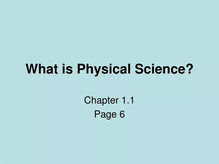 what is physical science