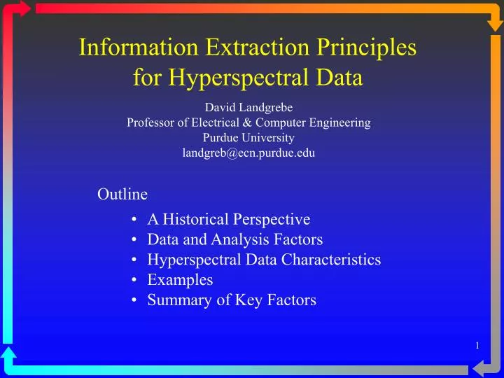 information extraction principles for hyperspectral data