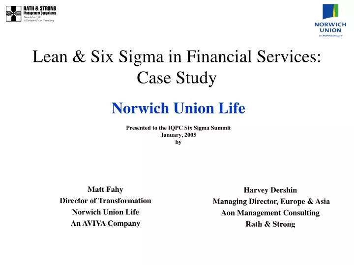 lean six sigma in financial services case study