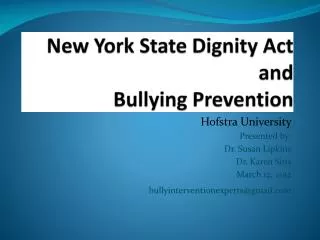 New York State Dignity Act and Bullying Prevention