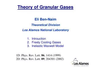 Eli Ben-Naim Theoretical Division Los Alamos National Laboratory