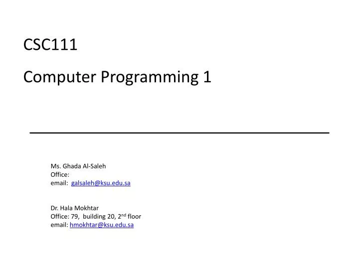 csc111 computer programming 1