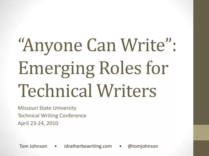 anyone can write emerging roles for technical writers