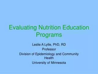 Evaluating Nutrition Education Programs