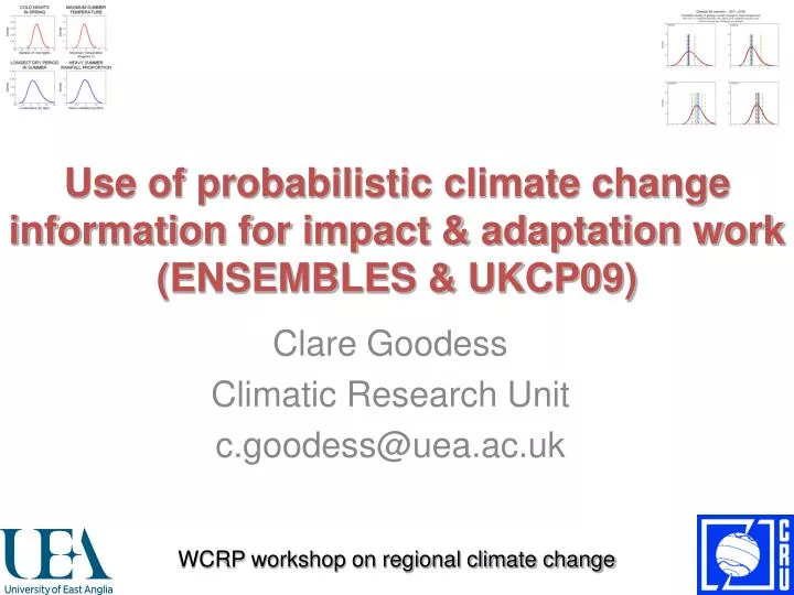 use of probabilistic climate change information for impact adaptation work ensembles ukcp09