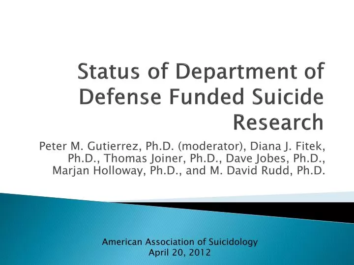 status of department of defense funded suicide research