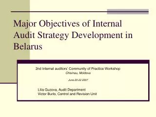 Major Objectives of Internal Audit Strategy Development in Belarus
