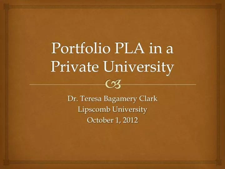 portfolio pla in a private university