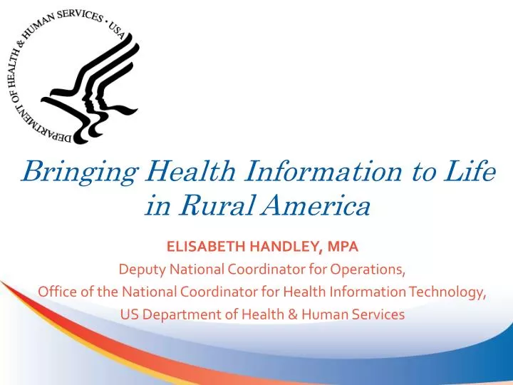 bringing health information to life in rural america