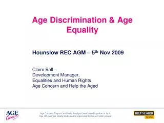 Age Discrimination &amp; Age Equality