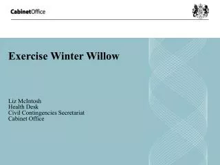 Exercise Winter Willow Liz McIntosh Health Desk Civil Contingencies Secretariat Cabinet Office