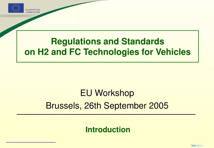 regulations and standards on h2 and fc technologies for vehicles