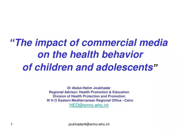 the impact of commercial media on the health behavior of children and adolescents