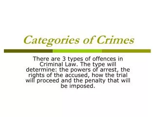 Categories of Crimes