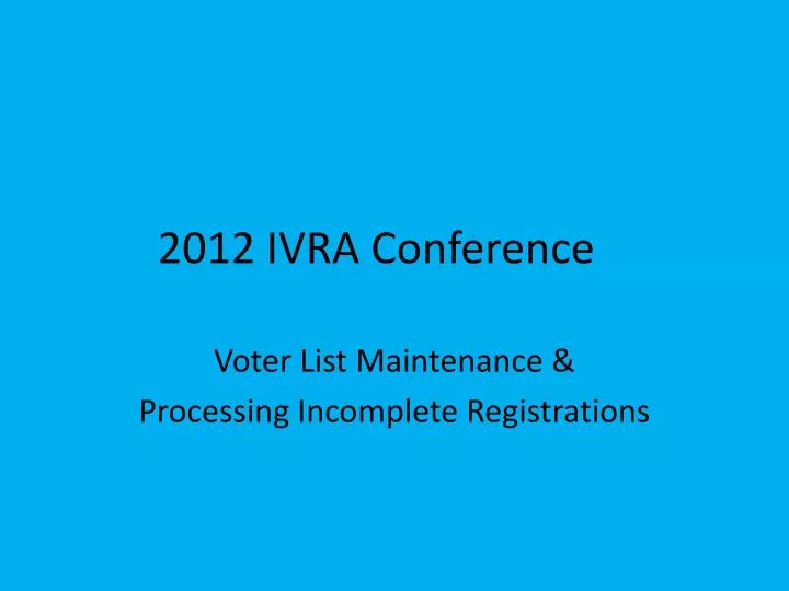 2012 ivra conference