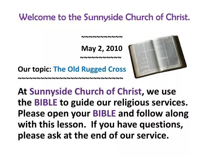 welcome to the sunnyside church of christ