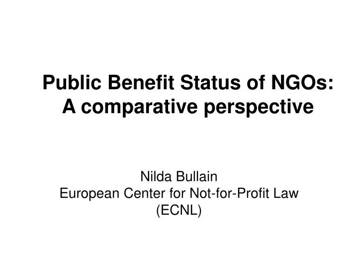 public benefit status of ngos a comparative perspective