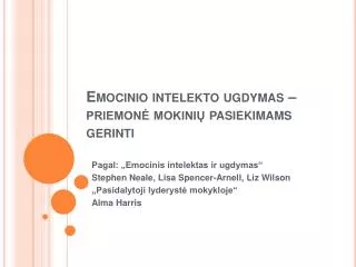 emocinio intelekto ugdymas priemon mokini pasiekimams gerinti