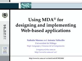 Using MDA ® for designing and implementing Web-based applications