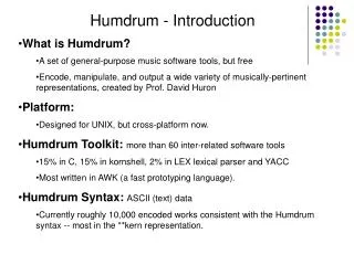 Humdrum - Introduction