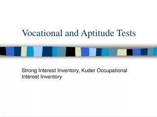 Vocational and Aptitude Tests