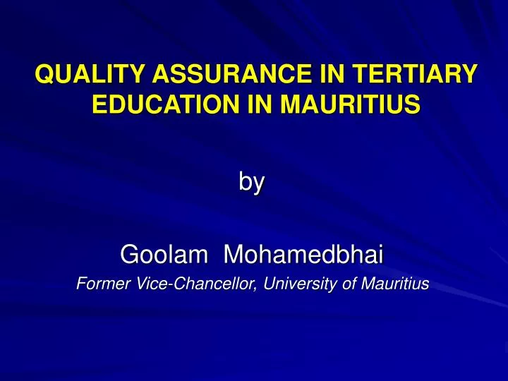 quality assurance in tertiary education in mauritius