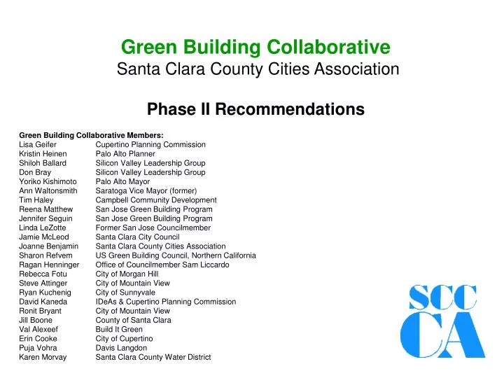 green building collaborative santa clara county cities association phase ii recommendations