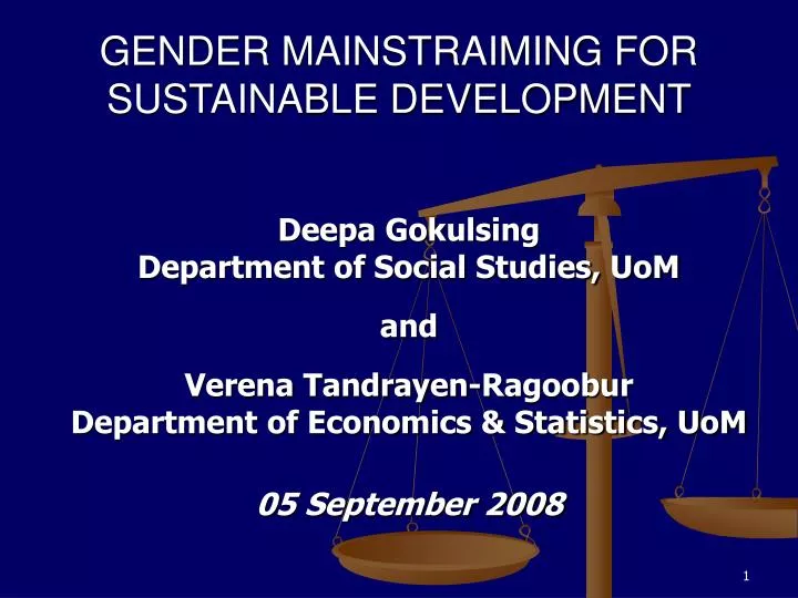 gender mainstraiming for sustainable development