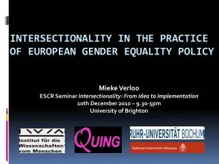 Intersectionality in the practice of European gender equality policy