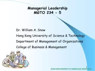 Managerial Leadership MGTO 234 - 5