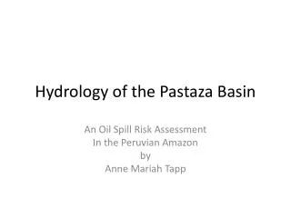 Hydrology of the Pastaza Basin