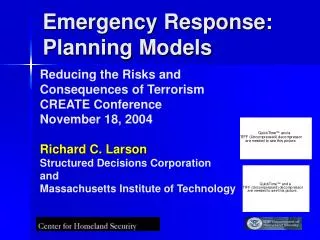 Emergency Response: Planning Models