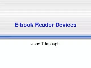 E-book Reader Devices