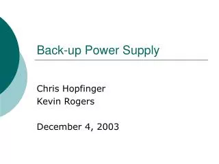 Back-up Power Supply
