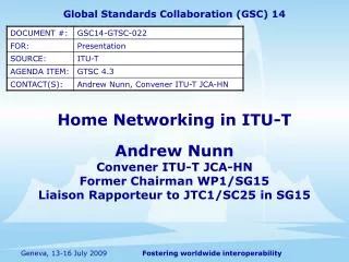 Home Networking in ITU-T