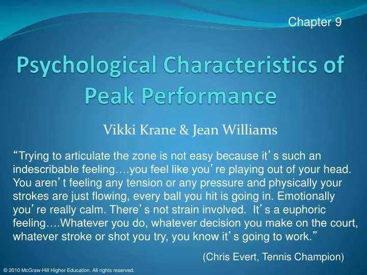 psychological characteristics of peak performance