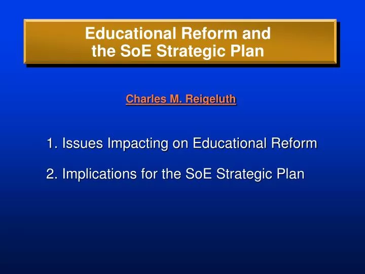 educational reform and the soe strategic plan