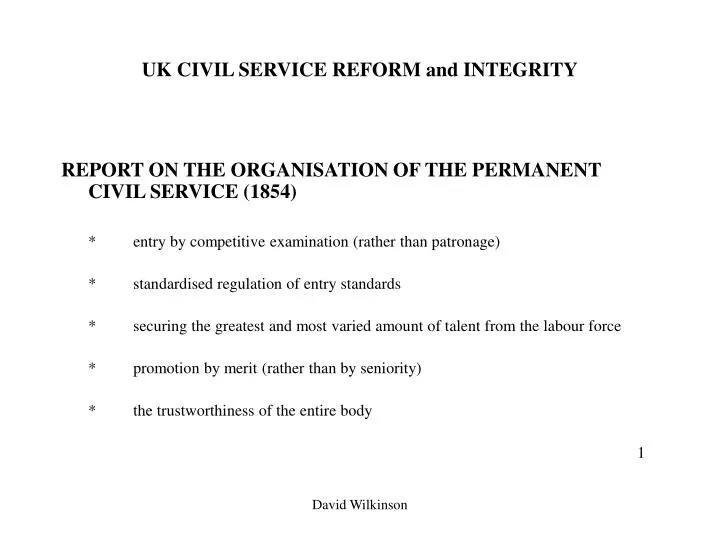 uk civil service reform and integrity