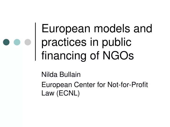 european models and practices in public financing of ngos