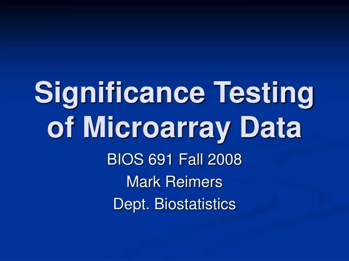 significance testing of microarray data