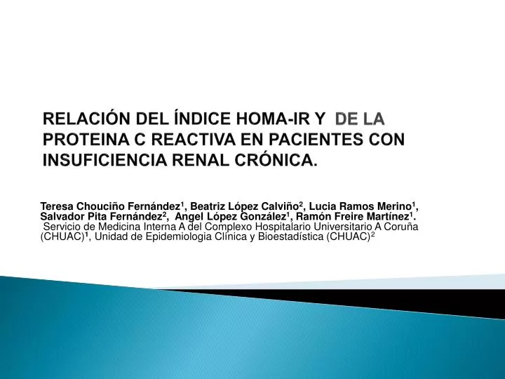 relaci n del ndice homa ir y de la proteina c reactiva en pacientes con insuficiencia renal cr nica