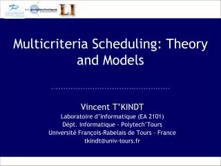 Multicriteria Scheduling: Theory and Models