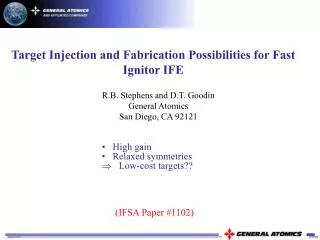 Target Injection and Fabrication Possibilities for Fast Ignitor IFE