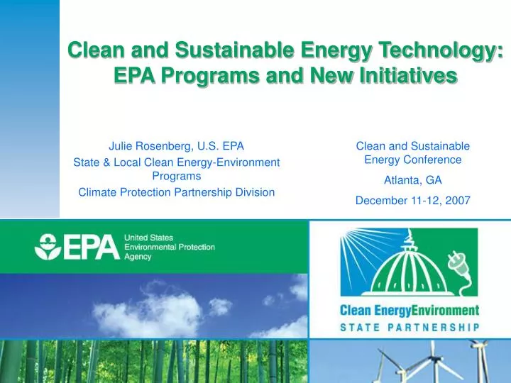 clean and sustainable energy technology epa programs and new initiatives