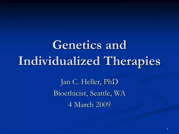 genetics and individualized therapies